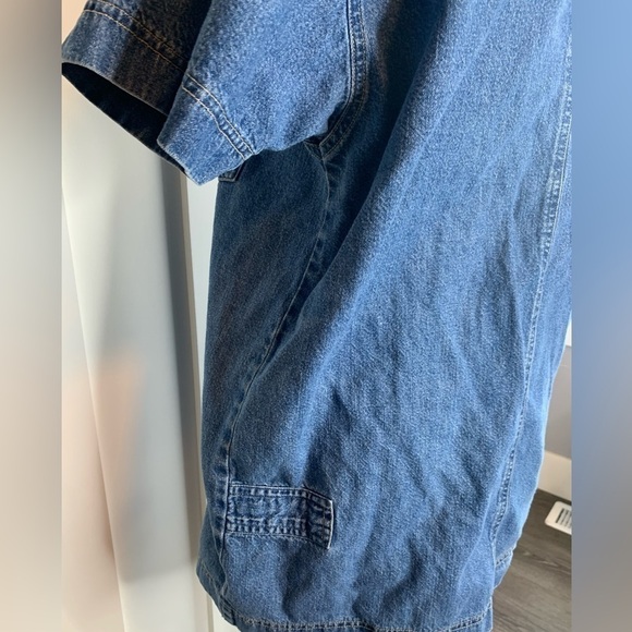Vintage Denim Short Sleeve Top Full Zip Up Size Medium - Picture 6 of 10